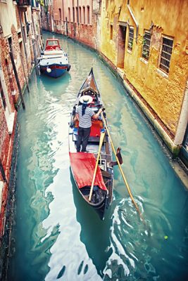 Gondola with Gondolier in Venice, Italy