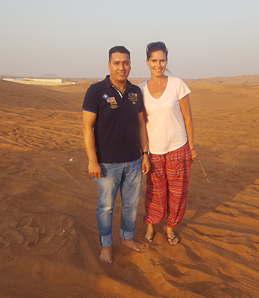 Kirsty Perring - Kirsty and Guide at Desert Safari, Dubai, United Arab Emirates (UAE)