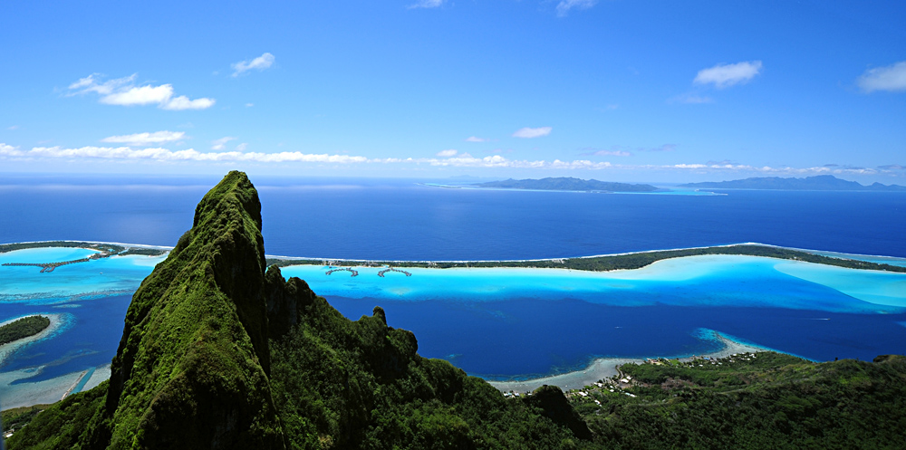 Aerial View from Mount Otemanu and Bora Bora, Tahiti (French Polynesia)