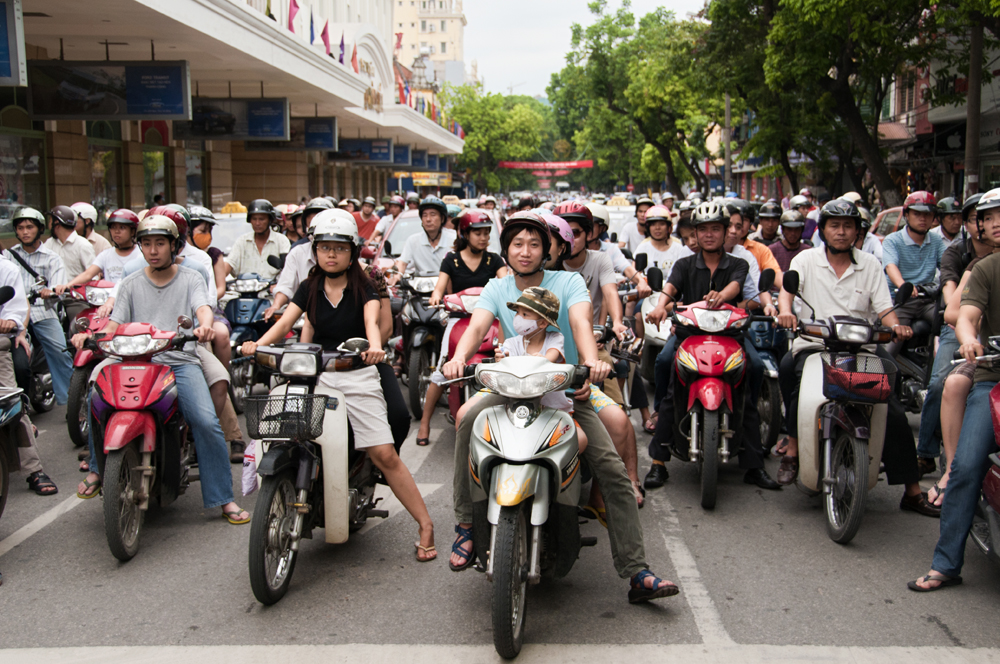 Red Light for Bikers in Hanoi, Vietnam