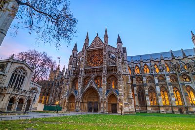 Twilight view of Westminister Abbey Cathedral in London, England, United Kingdom (UK)