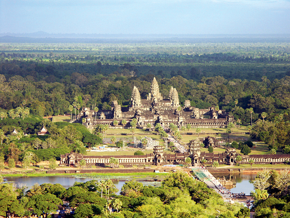 Aerial View of Angkor Wat Complex, Siem Reap, Cambodia