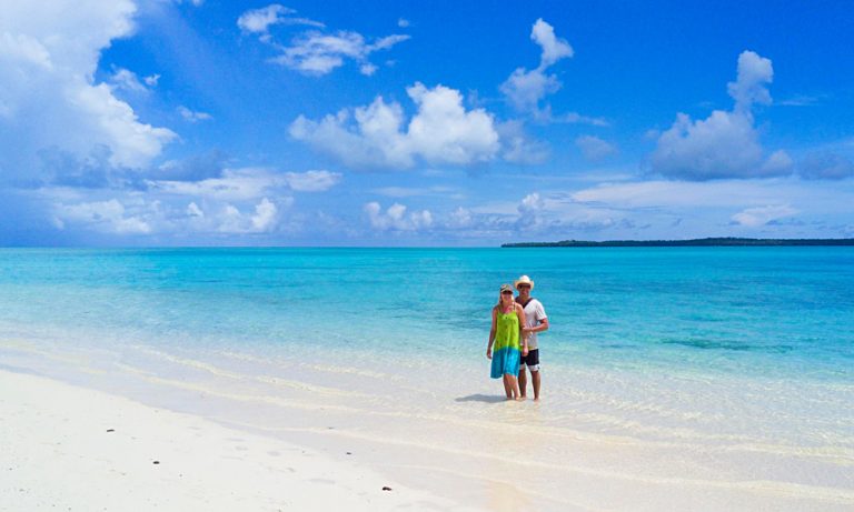 Alejandro - Alejandro and Kasia on the Beach, One Foot Island, Cook Islands