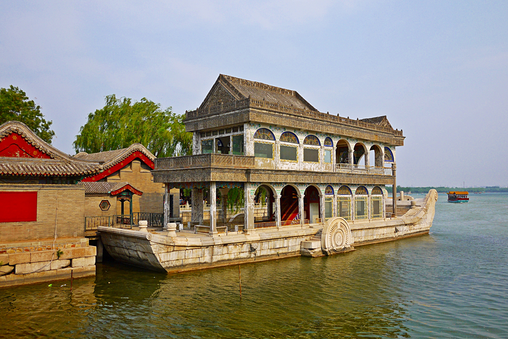 Marble Boat named the Boat of Purity and Ease in Summer Palace, Beijing, China