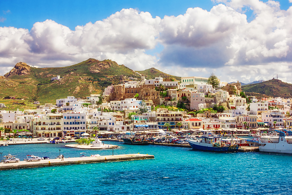 Port on the Greek island of Naxos, Greece