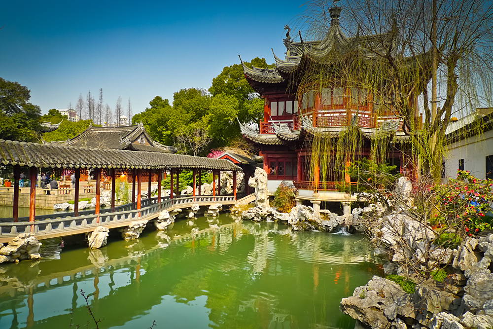 Traditional Pavilions in Yu Yuan Gardens, Shanghai, China