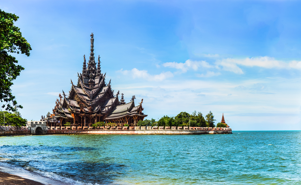Sanctuary of Truth ancient wooden temple in Pattaya, Thailand
