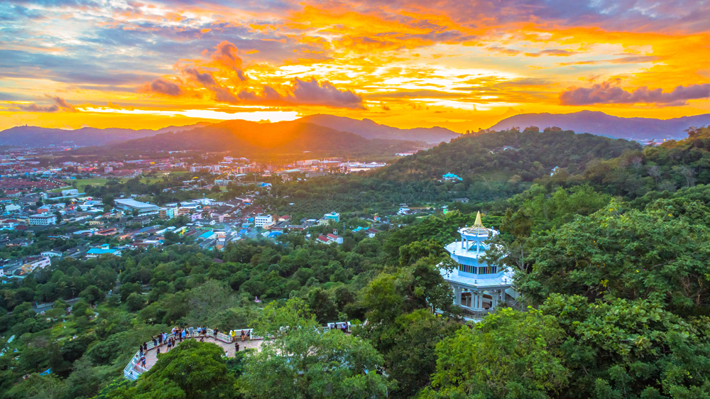Sunset view from Khao Rang Hill Viewpoint, Phuket, Thailand