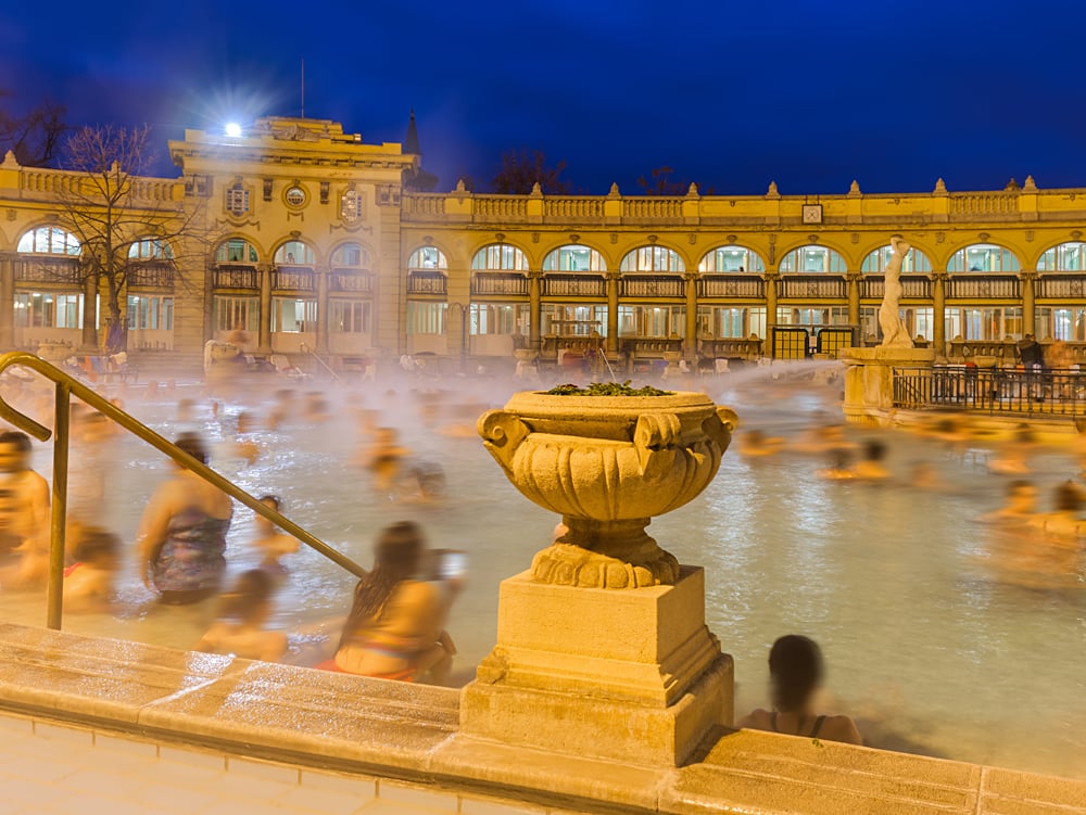 Szechnyi thermal bath spa in Budapest, Hungary
