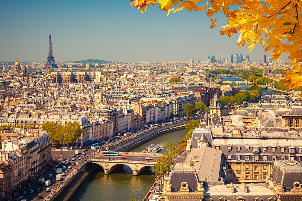 View of Paris from Notre Dame in Autumn, France