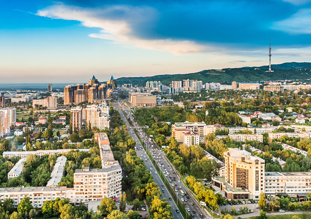 Aerial view of Almaty city, Kazakhstan