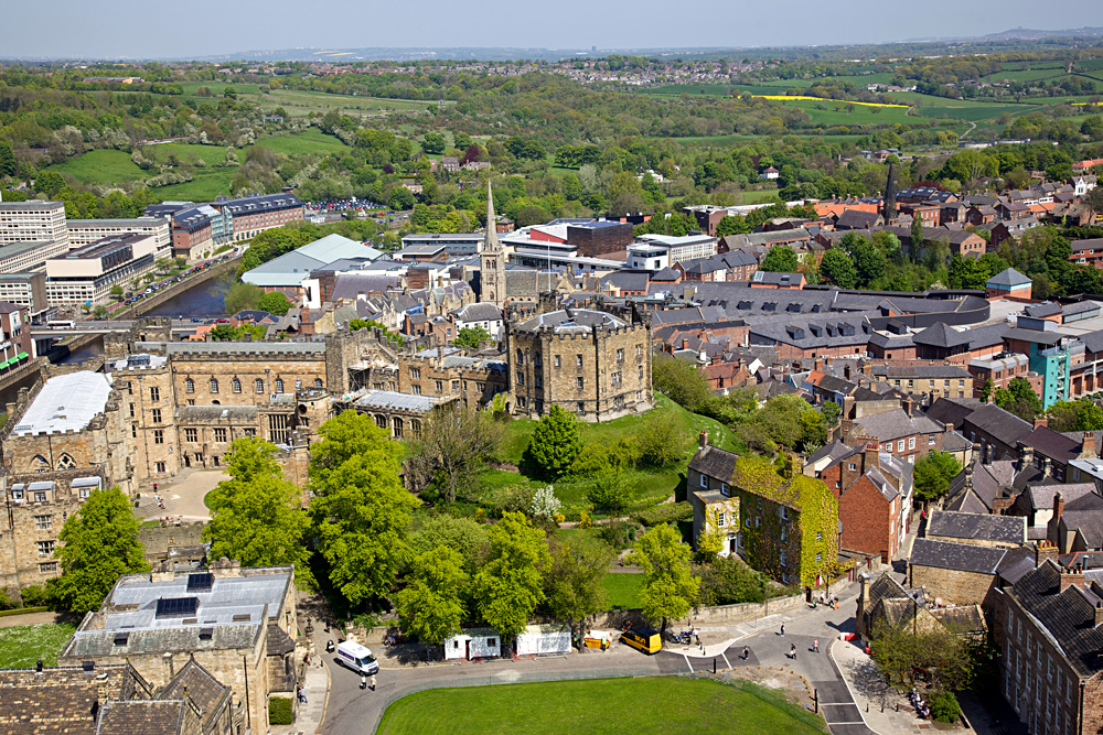 Aerial view of Durham Castle in Durham, England, UK (United Kingdom)