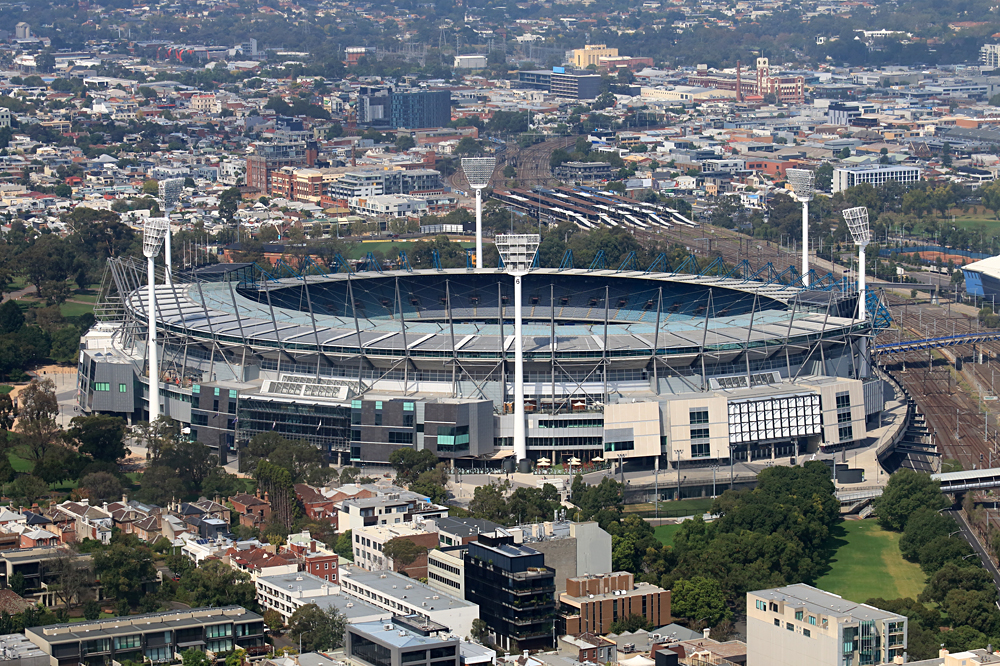 Aerial view of Melbourne Cricket Ground in Richmond, Melbourne, Victoria, Australia