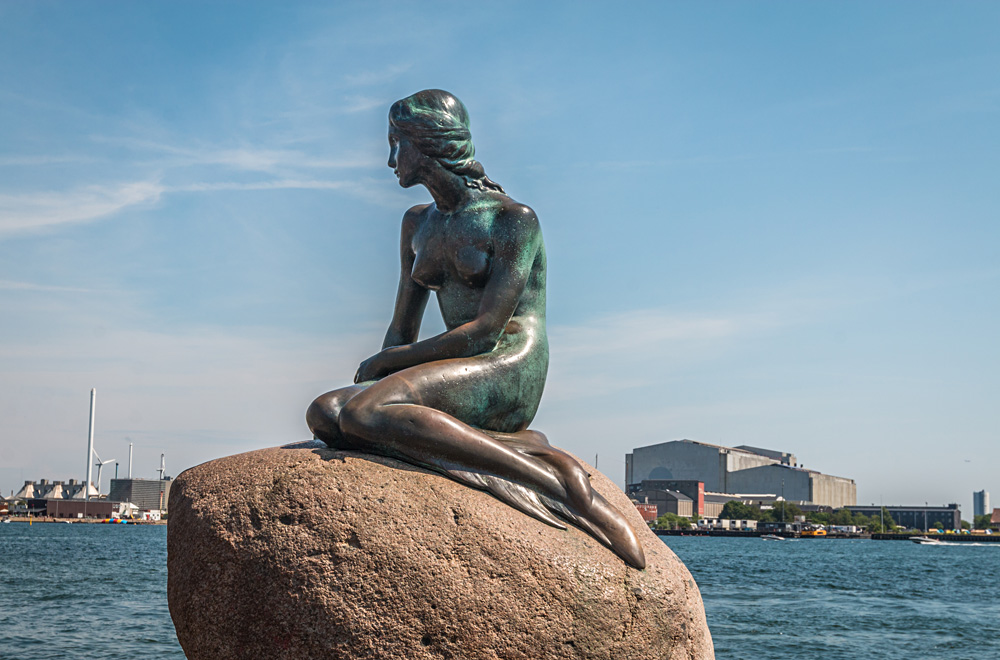 Little Mermaid statue in Copenhagen, Denmark