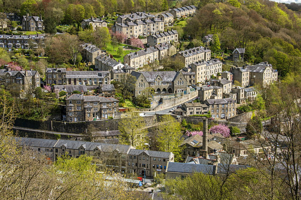 Pretty tourist town of Hebden Bridge in the South Pennine region of West Yorkshire, England, UK (United Kingdom)