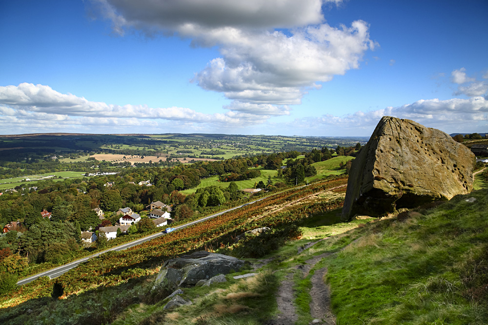 View of Ilkley from the Yorkshire Moors, Yorkshire, England, UK (United Kingdom)
