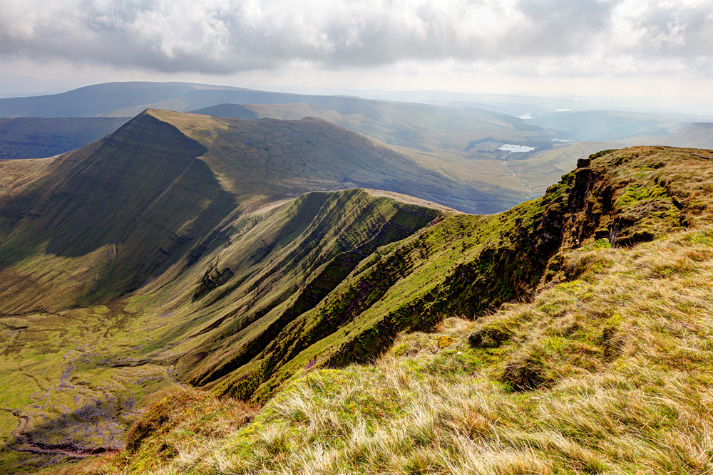 View of the Brecon Beacons National Park from the peak of Pen Y Fan, Wales, UK (United Kingdom)