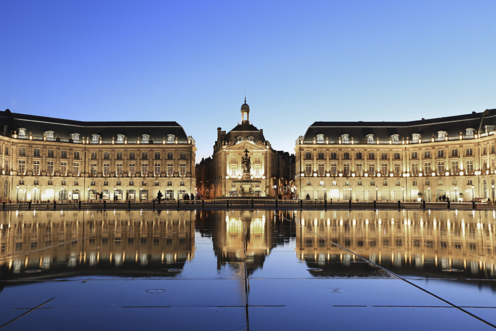 Reflection of Place De La Bourse in Bordeaux, France