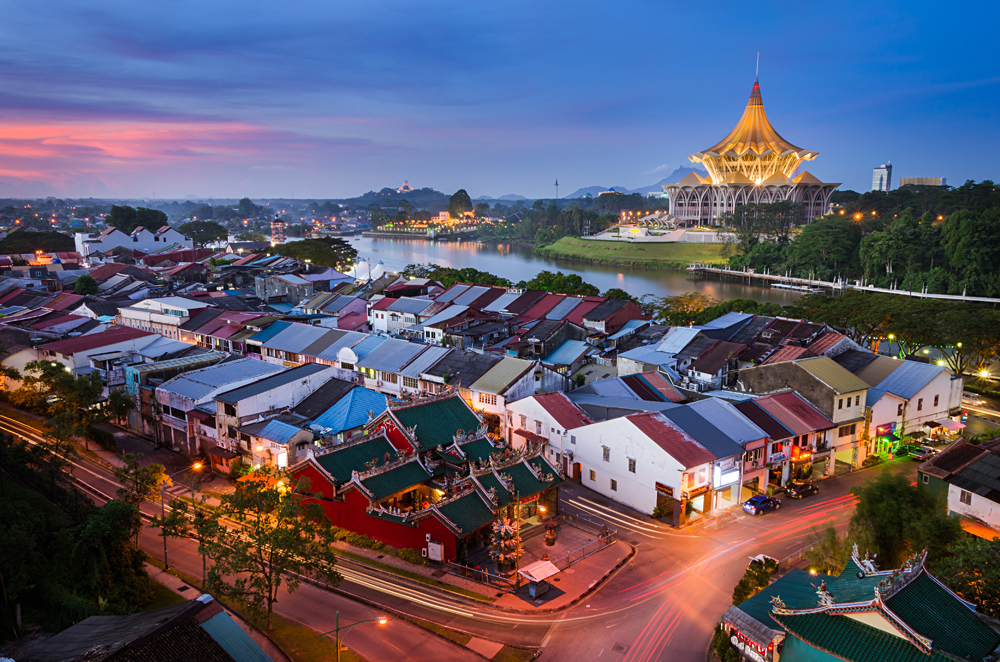 Sunset View At Kuching City, Capital of Sarawak, Borneo, Malaysia