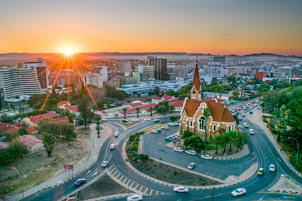 Aerial View of Windhoek at Sunset, Namibia