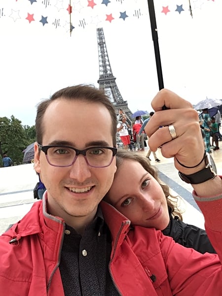 Aren Bergstrom - Aren and Rachel on Honeymoon in front of Eiffel Tower, Paris, France