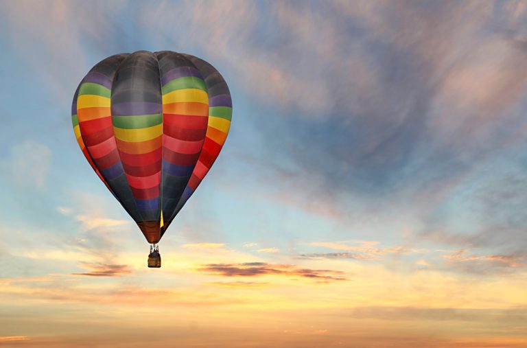 Colourful Hot Air Balloon in the Sunrise Sky