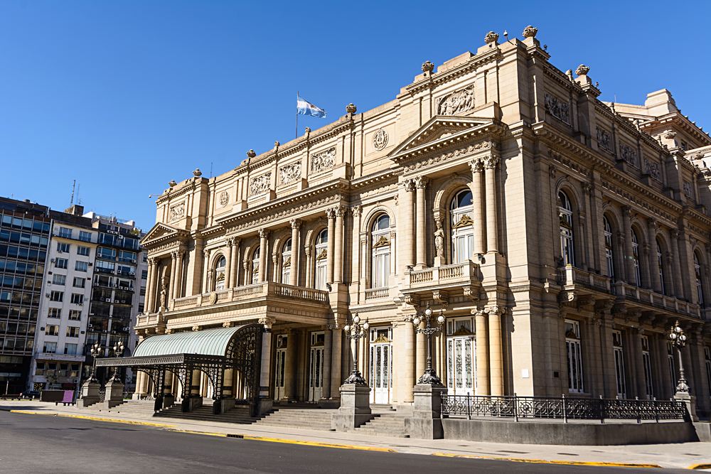 Facade of the Teatro Colon in Buenos Aires, Argentina