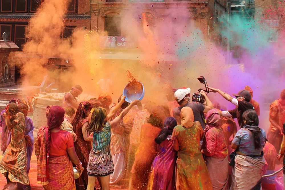 Locals Celebrating Holi Festival, India Nepal