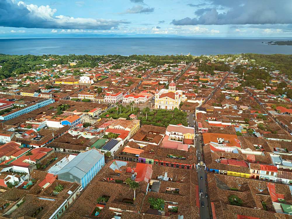 Aerial view of colonial town of Granada in Nicaragua