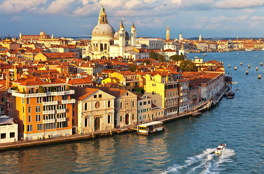 Aerial view of the Dorsoduro district in Venice, Italy