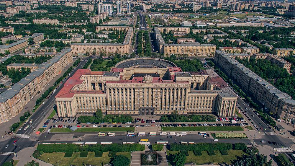 Aerial view of House of Soviets in St Petersburg, Russia