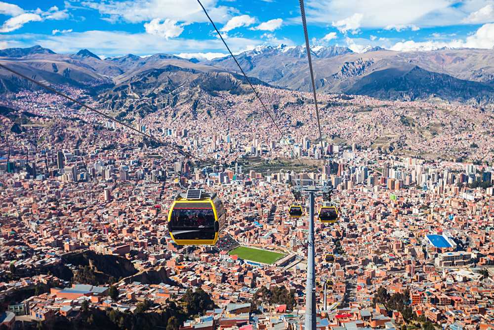 Cable car in La Paz city, Bolivia