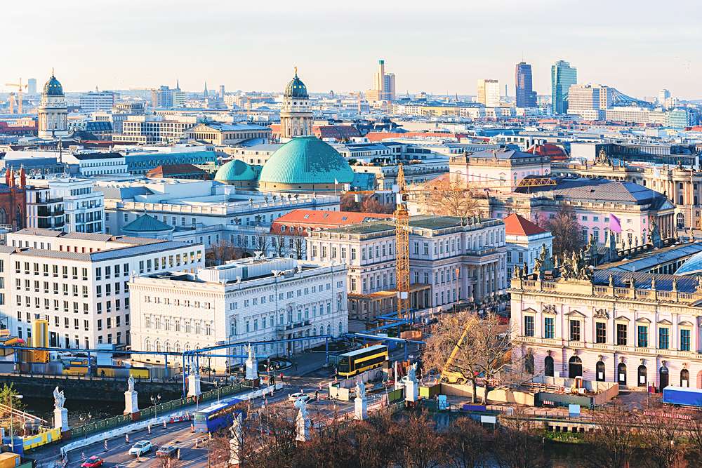 Cityscape with Unter den Linden Street in Berlin, Germany
