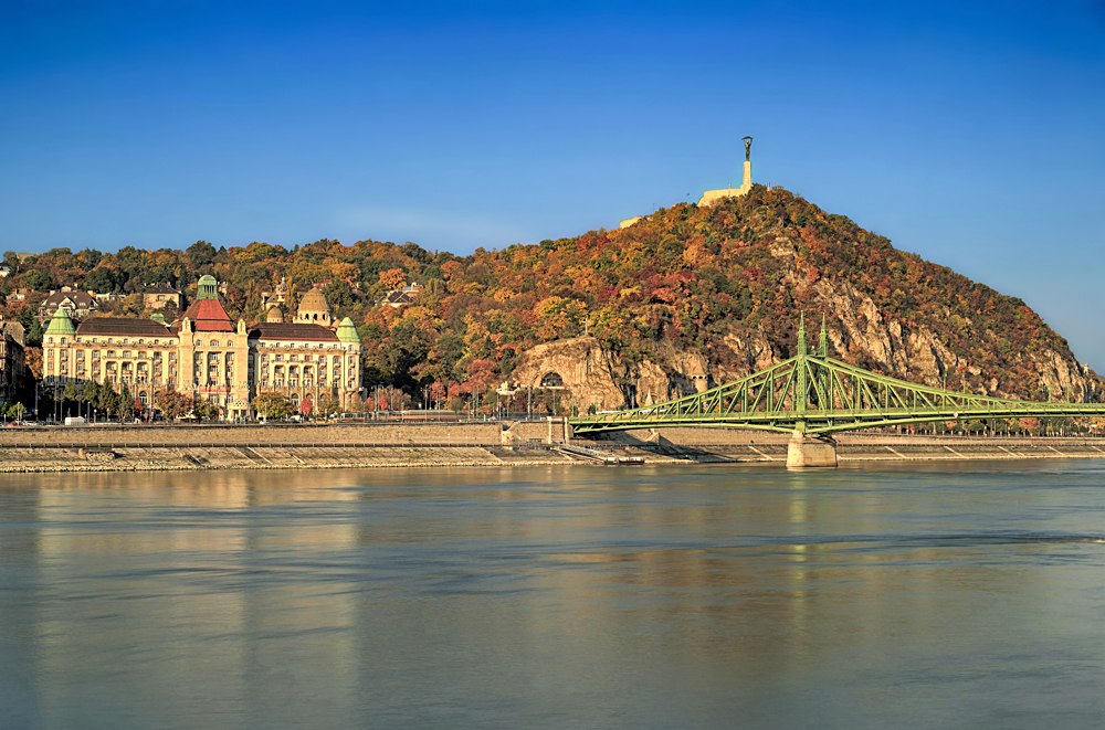 Gellert Hill and the Danube river in autumn, Budapest, Hungary