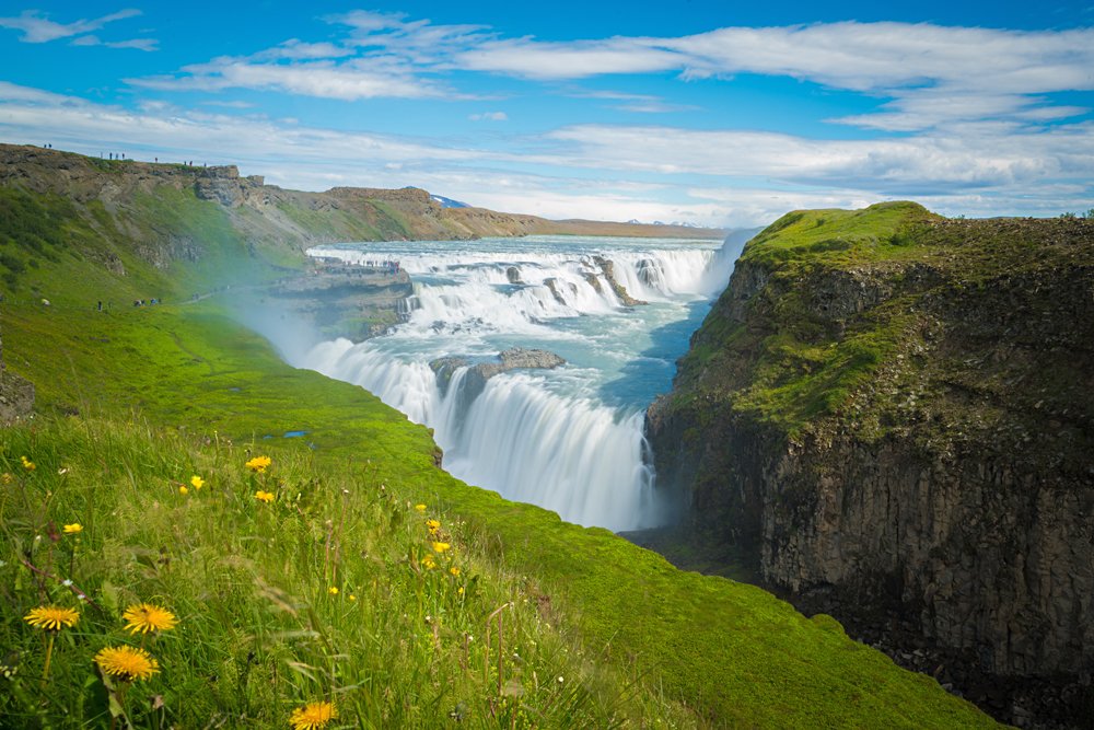 Gulfoss Waterfall in the summer, Iceland