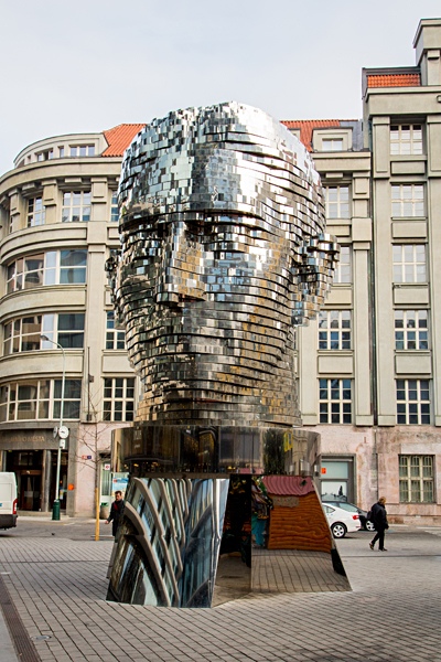 Head of Franz Kafka kinetic sculpture by Czech artist David Cerny, Prague, Czech Republic