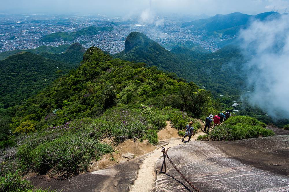 Hiking to Pico da Tijuca, the highest mountain in Tijuca Forest National Park, Rio de Janeiro, Brazil