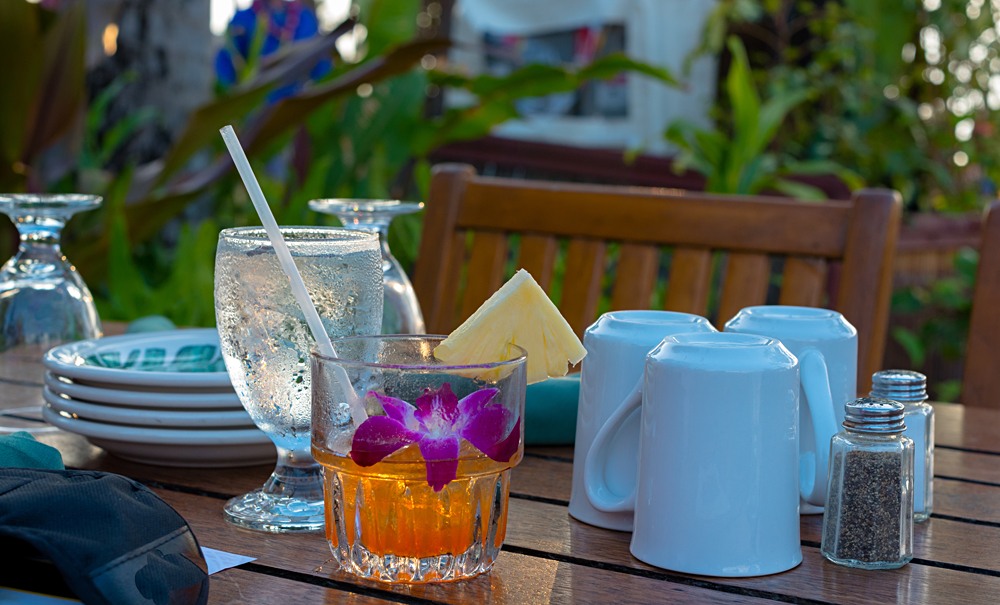 Mai Tai cocktail on a table set for a Luau, Hawaii, USA