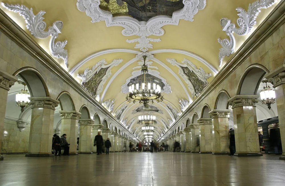 Beautiful Moscow subway interior, Moscow, Russia