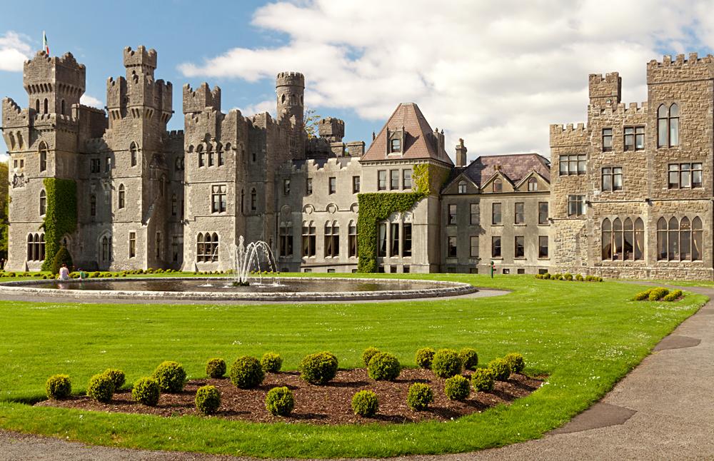 Medieval Ashford Castle and gardens, County Mayo, Ireland