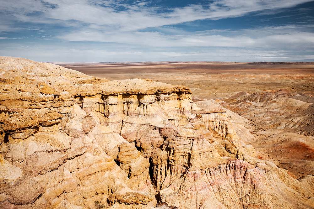 Plains of the Flaming Cliffs of Bayanzag, Gobi Desert, Mongolia