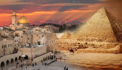Pyramids Cairo and Western Wall Jerusalem