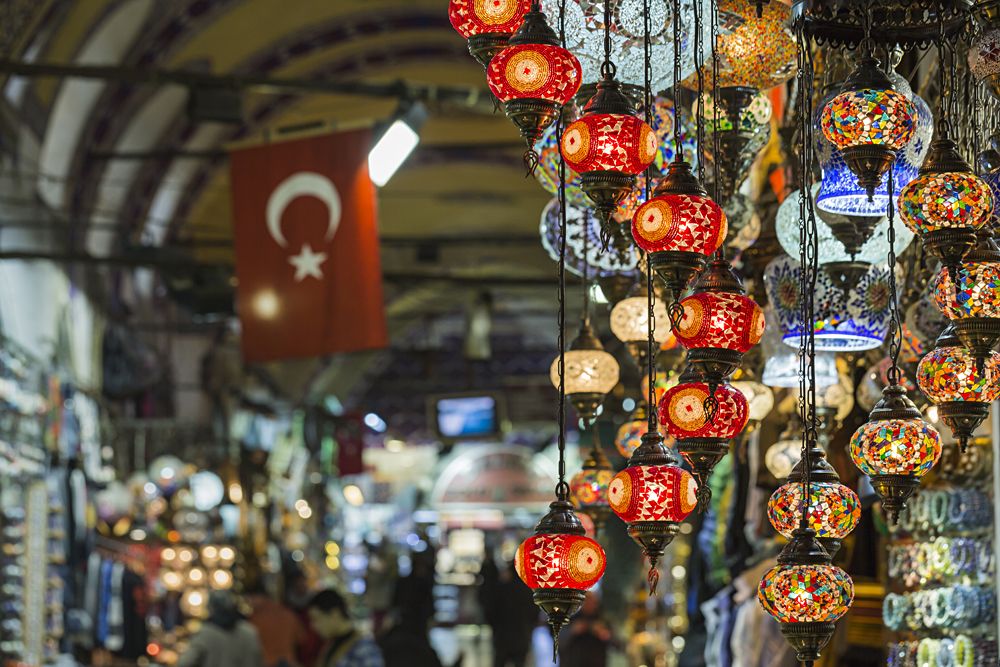 Various old lamps on the Grand Bazaar in Istanbul, Turkey Trip