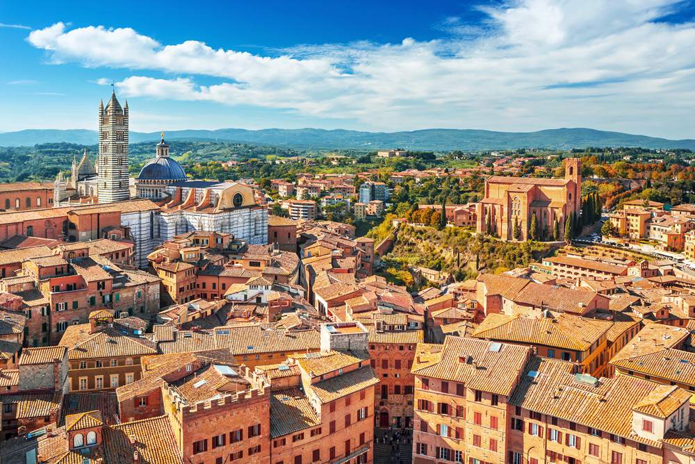 Aerial view of Siena in Tuscany, Italy 