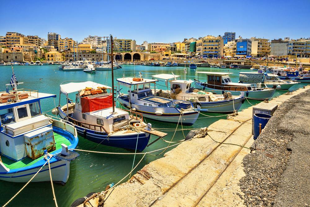 Boats in the old port of Heraklion. Crete, Greece