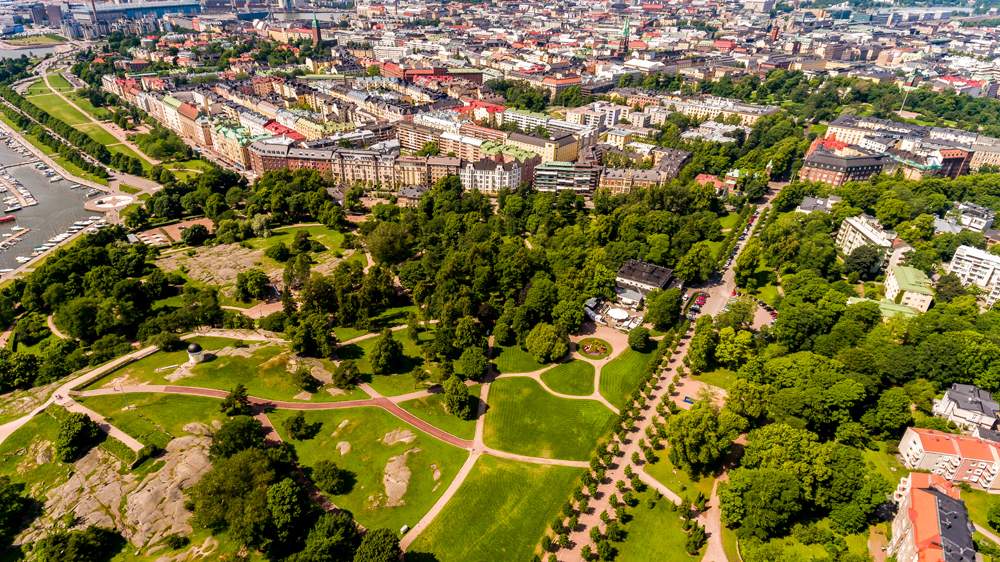 Aerial view of Kaivopuisto Park, Helsinki, Finland