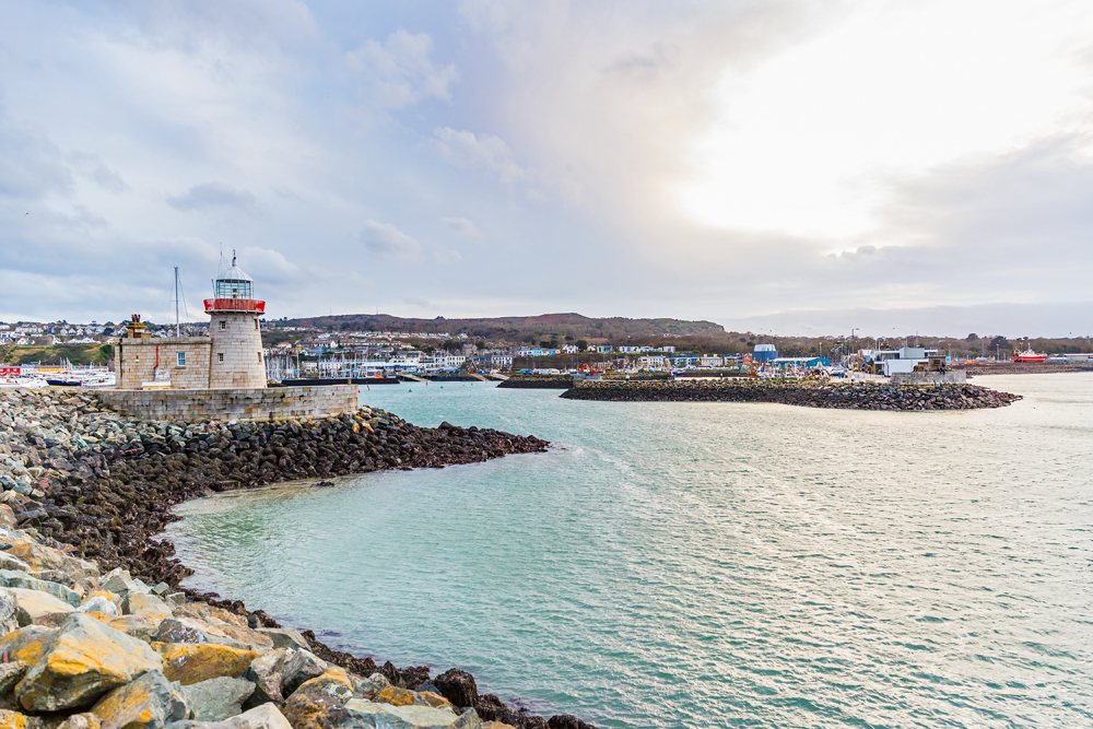 Howth lighthouse and harbour at Dublin Bay, Ireland 