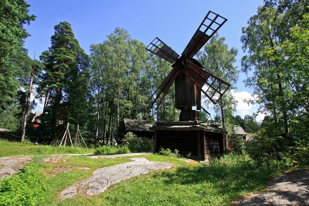 Old wooden mill in Seurasaari, Helsinki, Finland 