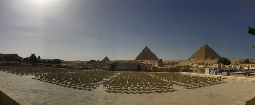 Emma Cottis - Setting up for the Pyramid sound and light show in Giza, Egypt