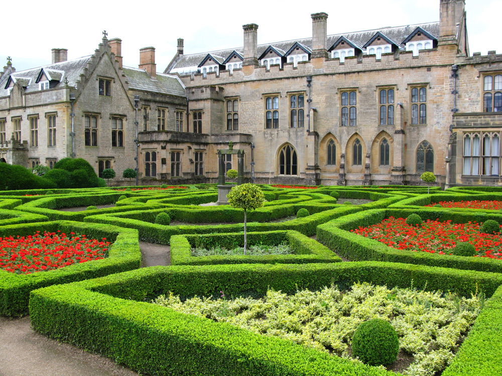 Newstead Abbey and Spanish garden, Nottingham, England, UK (United Kingdom) 